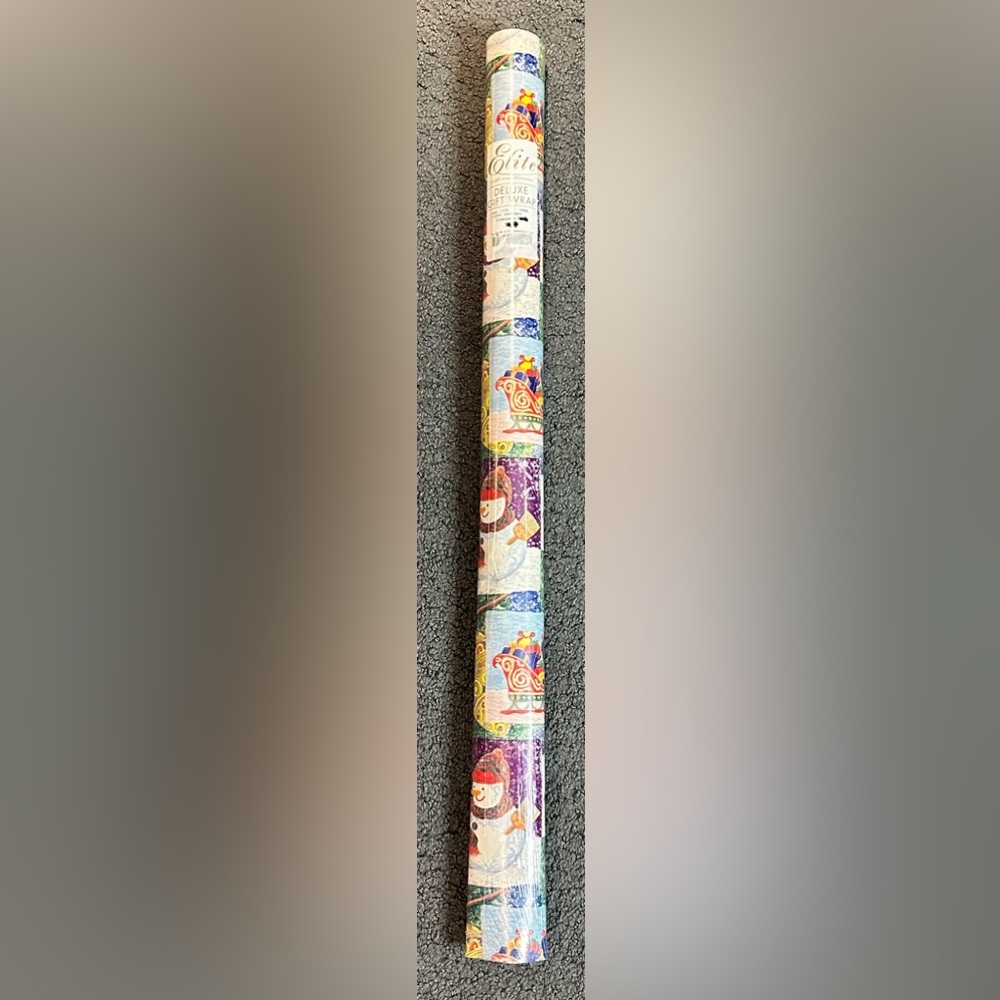 Vintage Elite White Purple Snowmen Christmas Gift Wrap Wrapping Paper New